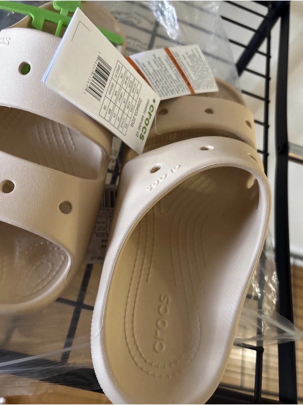 CROCS Two-Strap Slide Sandals in Light Pink Beige - Picture 2 of 2